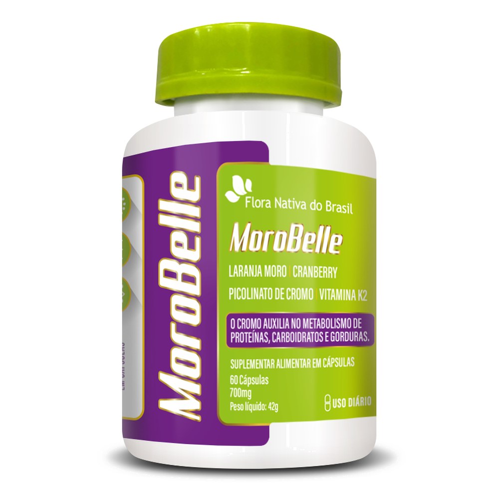 Morobelle (Com Laranja Moro, Cranberry, Quitosana e Psyllium) 700mg 60 cápsulas Flora Nativa
