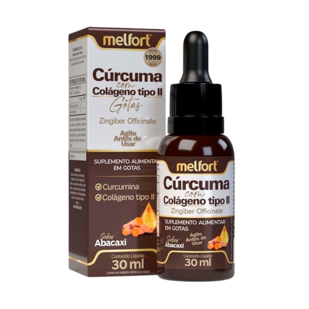 Curcuma em gotas com Colageno tipo II 30ml Melfort