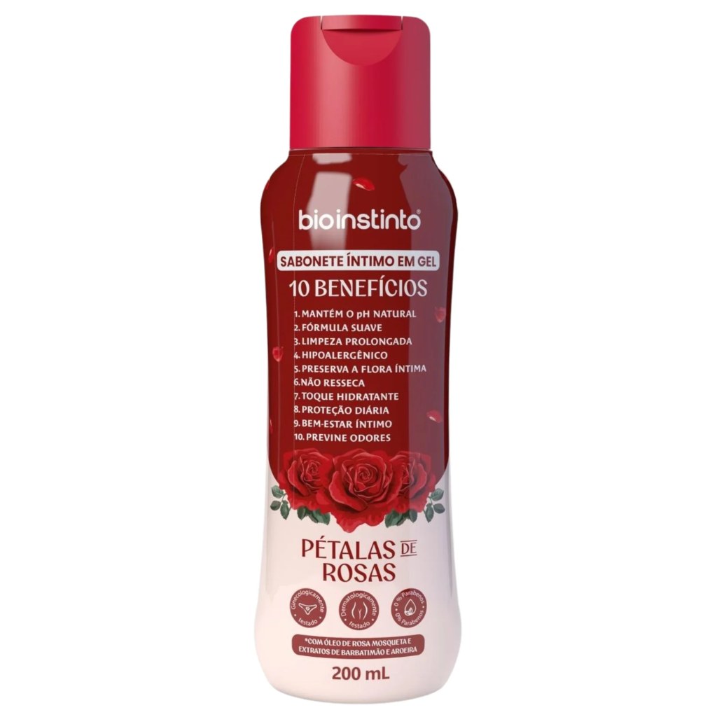 Sabonete Intimo Gel Petalas de Rosas 200ml (Com Aroeira e Barbatimao) Bio Instinto