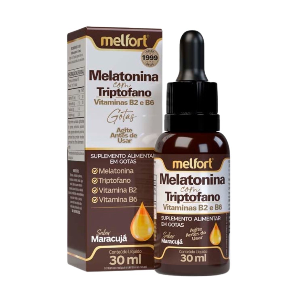 Melatonina com Vitamina B2 e Vitamina B6 em gotas - sabor maracuja 30ml Melfort