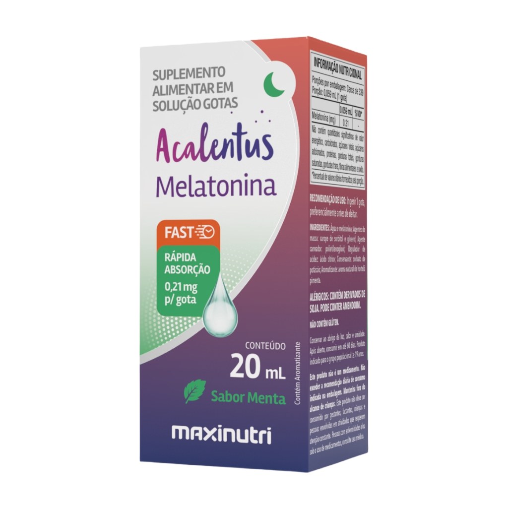 Melatonina - Acalentus sabor Menta (0,21mg / gota) 20 ml Maxinutri