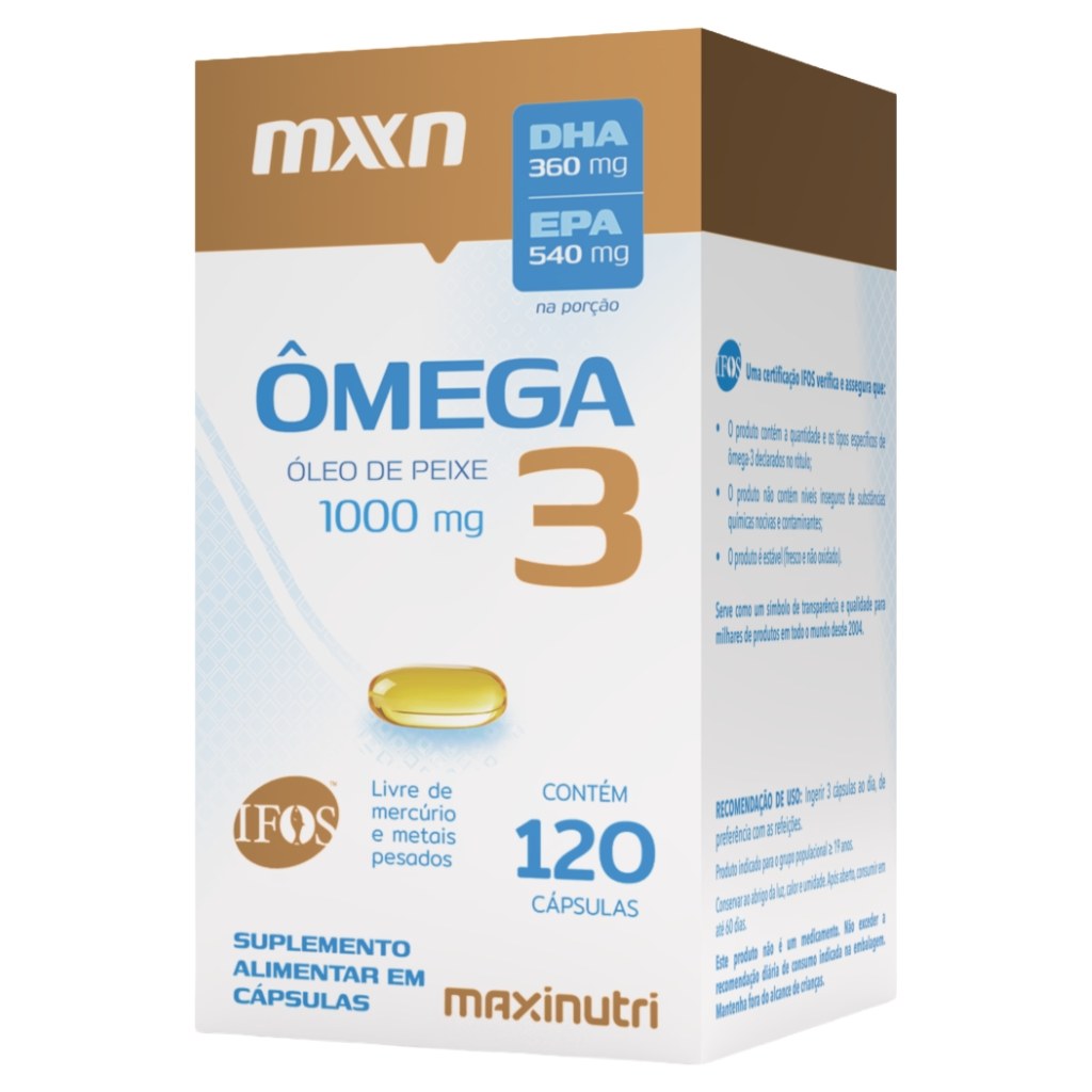 Omega 3 IFOS - Oleo de Peixe 1000mg 120 cápsulas MXN Maxinutri