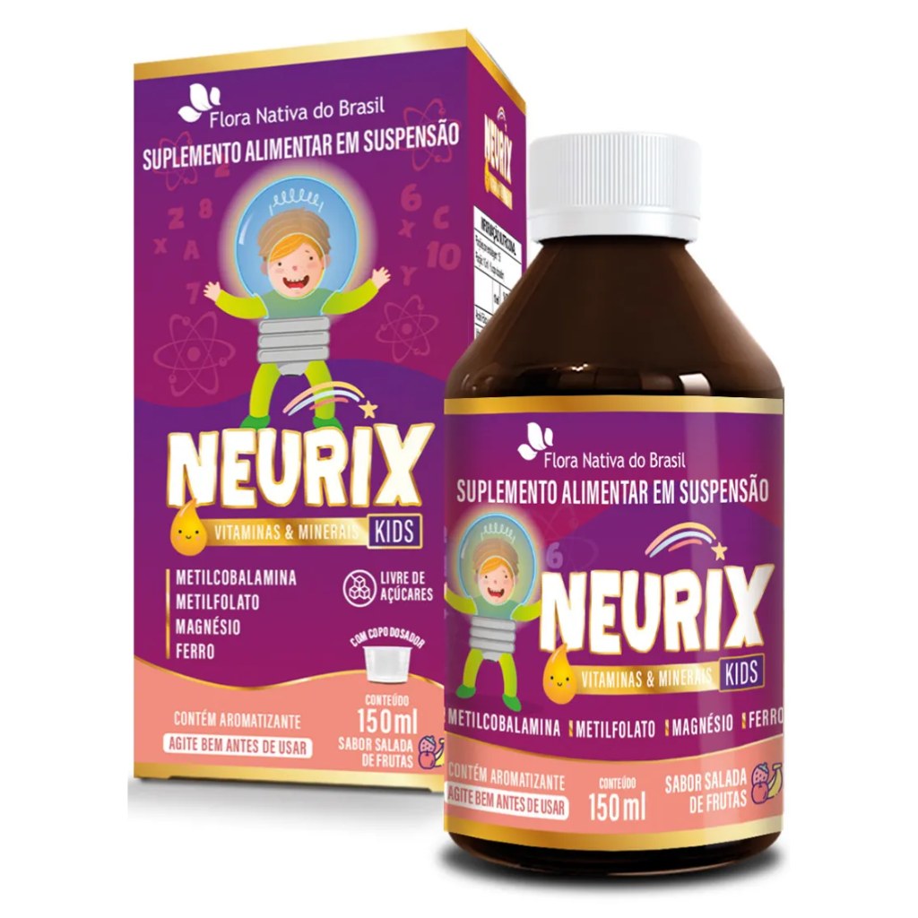 Neurix Kids - Mg, Fe, Metilfolato e Metilcobalamina - Sabor Frutas 150ml Flora Nativa