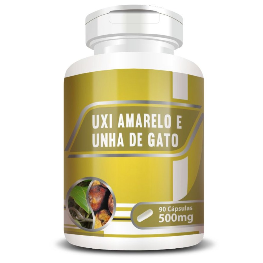Uxi Amarelo com Unha de Gato 500mg 90 cápsulas Rn Suplementos